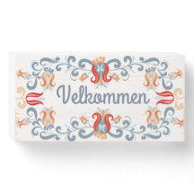Scandinávia Folk Art Velkommen Wood Sinal de Boas-