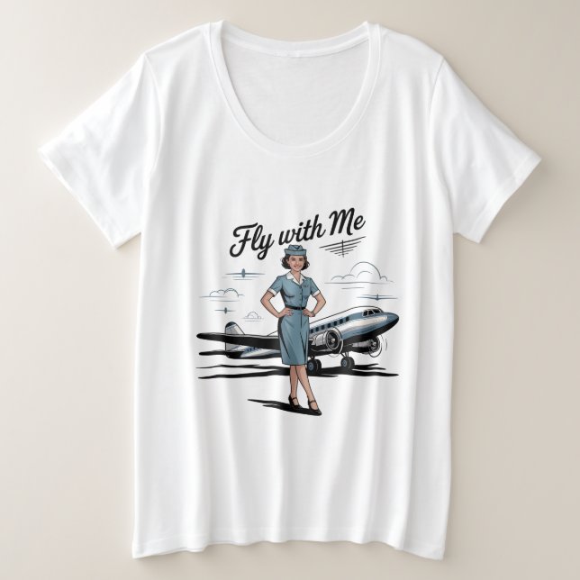 Scandinavian stewardess Womens Plus Size T-Shirt (Frente do Design)
