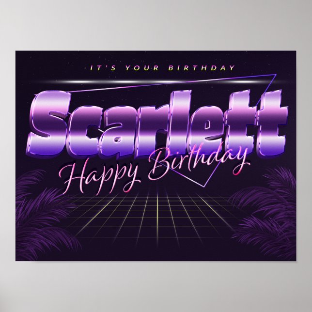 Scarlett Name Vorname lila retro Poster Geburtstag (Frente)