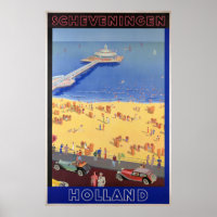 Scheveningen in Holland Viagens vintage Poster Res