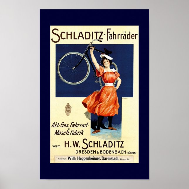 Schladitz-Fahräder Vintage Bicycle Poster (Frente)