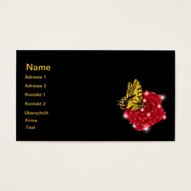 Schmetterling auf rote Rosa m. sterne regentropfen (Frente)