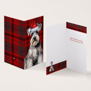 Schnauzer Cachorro de Natal com Xadrez Vermelho de