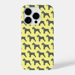 Schnauzer Cute Dog Silhouch Grid Yellow