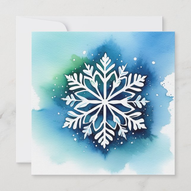 Schneestern auf Aquarell Hintergrund - türkis grün (Frente)