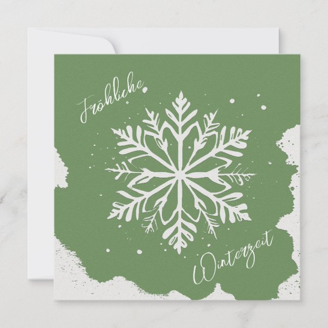 Schneestern auf grünem Hintergrund - Prägeoptik (Frente)