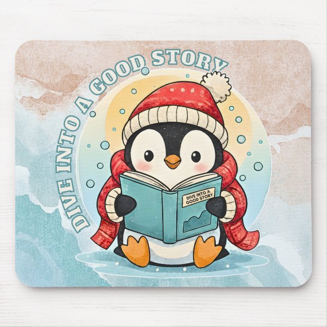 Scholar Penguin Storytime Artistic Mousepad (Frente)