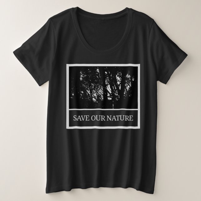 Schwarzes Damen T-Shirt – „Save Our Nature“ (Frente do Design)