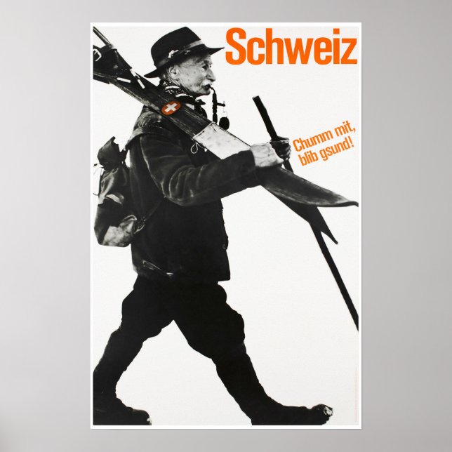 Schweiz, Viagem Ski Poster (Frente)