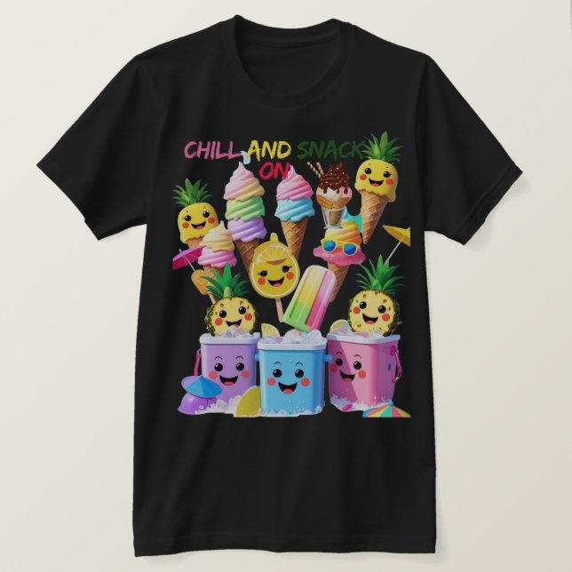 Scoop, Sip, Smile – Camiseta de Guloseimas de Verã (Frente do Design)