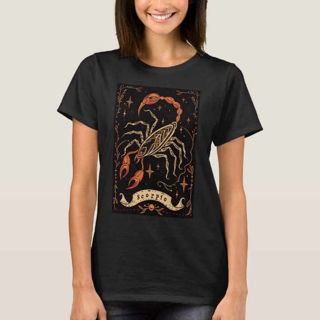 Scorpio - T-Shirt Celestial Arte Zodiac (Frente)
