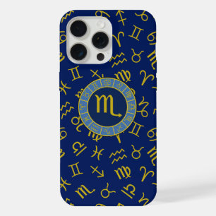 Scorpio Zodiac+Astrology Símbolos Padrão Gld+Blues