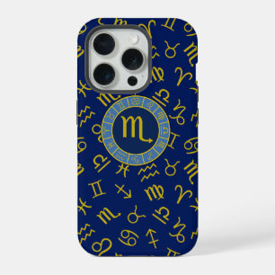 Scorpio Zodiac+Astrology Símbolos Padrão Gld+Blues
