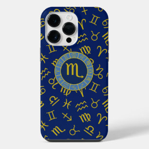 Scorpio Zodiac+Astrology Símbolos Padrão Gld+Blues