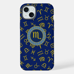 Scorpio Zodiac+Astrology Símbolos Padrão Gld+Blues
