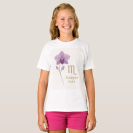 Scorpio Zodiac T-Shirt com Flor Orquídeo - Perfeit
