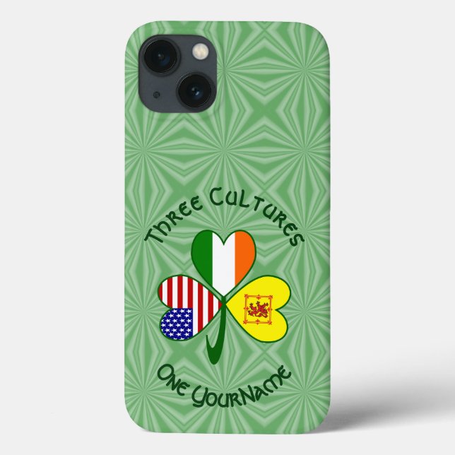 Scot Lion Irish USA Flags Shamrock Personalizado (Verso)