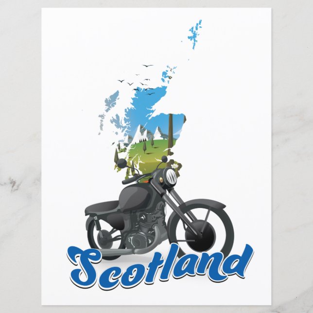 Scotland Motorcycle map viagem poser (Frente)