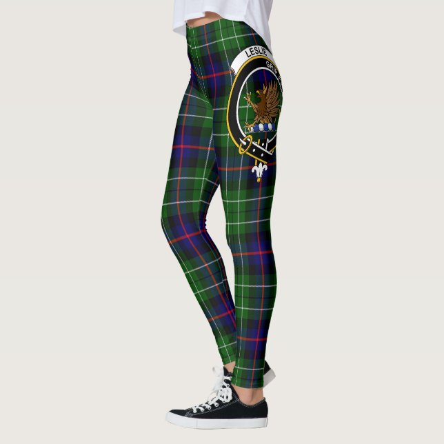 Scotstee Clan Leslie Crest Tartan Women Leggings (Esquerda)