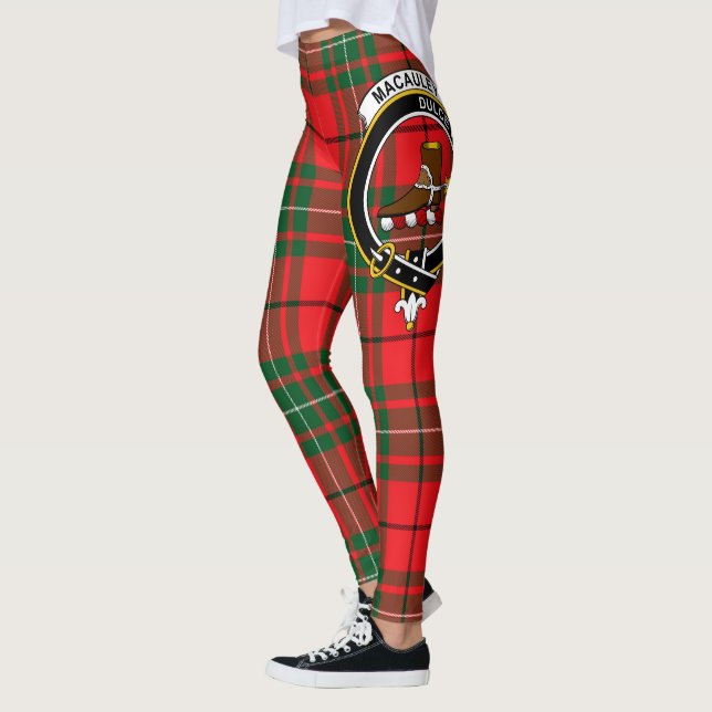 Scotstee Clan MacAuley Crest Tartan Women Leggings (Esquerda)