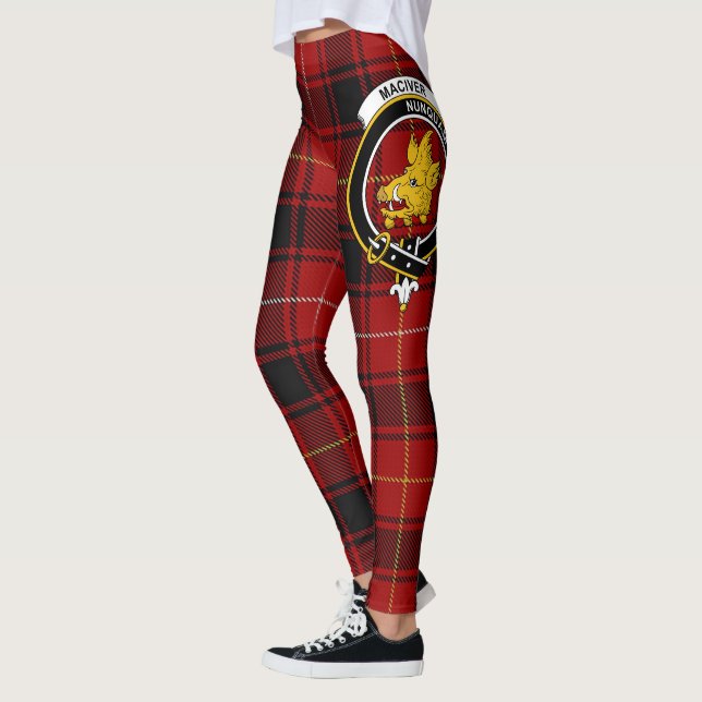 Scotstee Clan MacIver Crest Tartan Women Leggings (Esquerda)
