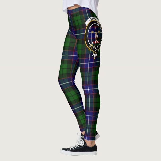 Scotstee Clan Russell Crest Tartan Women Leggings (Esquerda)