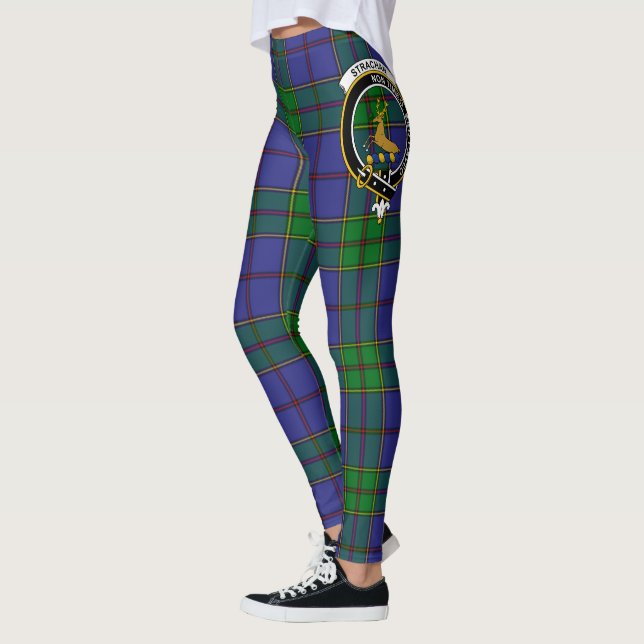Scotstee Clan Strachan Crest Tartan Women Leggings (Esquerda)