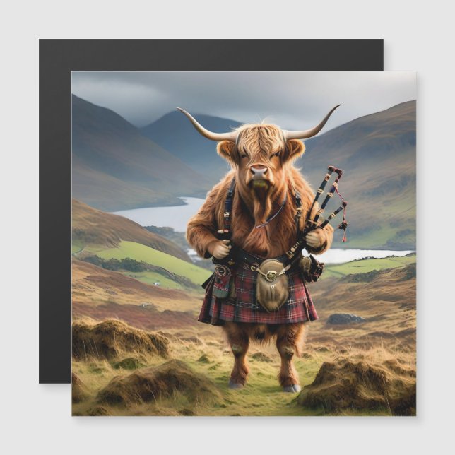 Scottish Highland Cow Bagpiper, (Frente/Verso)