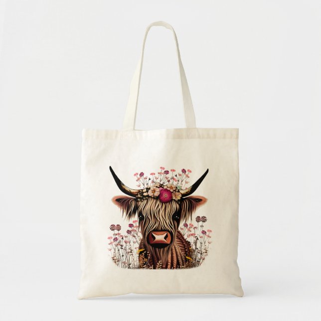 Scottish Highland Cow Grocery Bolsa | MODELO (Frente)