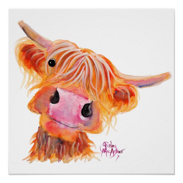 Scottish Highland Cow 'Nessie' Poster Impressão (Frente)