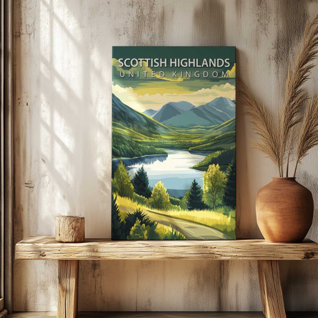 Scottish Highlands Travel Poster Canvas Print Art (Scottish Highlands Travel Poster Canvas Print Art by TinkPrints.)