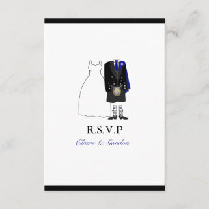 Scottish Kilt Bride & Groom Wedding RSVP - Azul