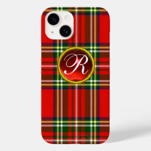 SCOTTISH TARTAN E RED RUBY GEMSTONE MONOGRAMA