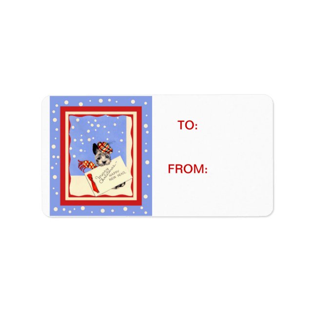 Scotty Dog Scottish Terrier Christmas — Etiqueta d (Frente)