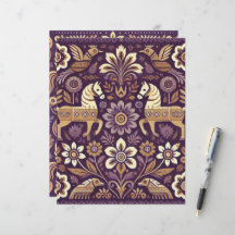Scrapbook de arte popular roxo e Dourado escandina