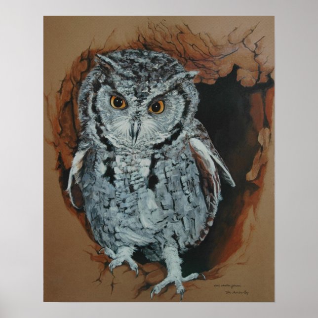 Screech Owl Art Poster (Frente)