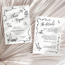 Scribble Doodle All em um Convite de Casamento