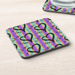 Scribble Love Xoxo Heart Stripe Plastic Porta copo