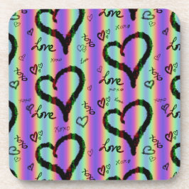 Scribble Love Xoxo Heart Stripe Plastic Porta copo