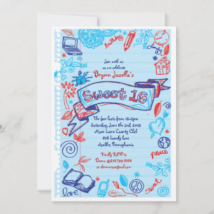 SCRIBBLES no Convite do NoteEPAPER Sweet 16