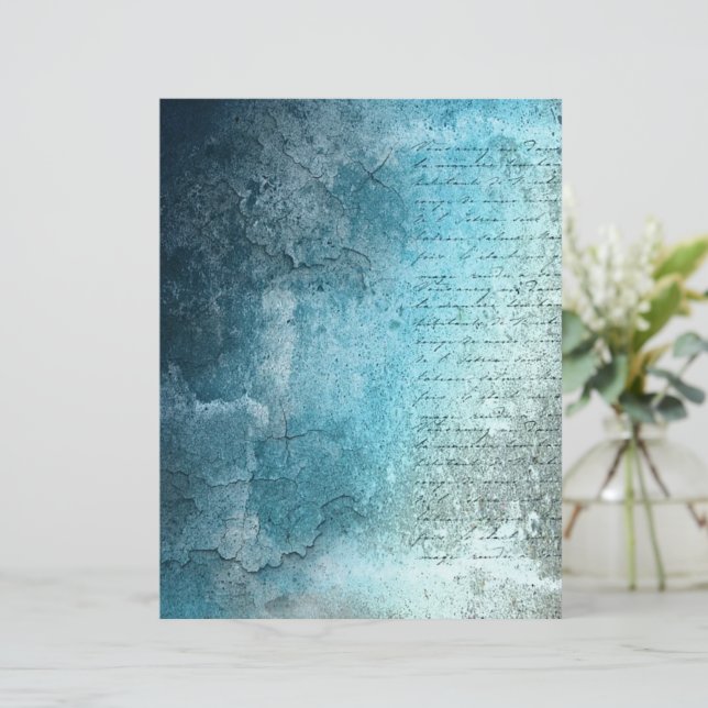 Script azul vintage e textura (Em pé/Frente)