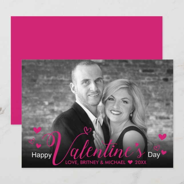 Script Chic Pink Copia Foto Branca Preta Moderna (Frente/Verso)