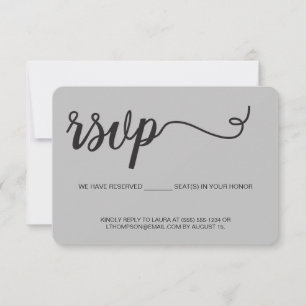 Script Cinza RSVP sem enviar por correio Assento R