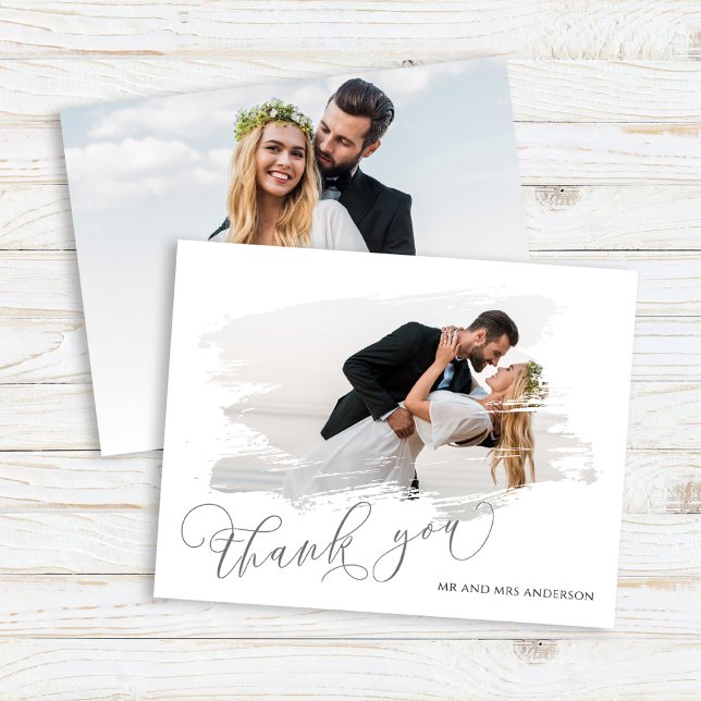 Script de Agradecimento de Foto de Casamento Elega (Wedding Thank you Card photo card.)