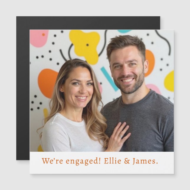 Script de Anúncio de Noivado de Nome de Foto Perso (Frente/Verso)