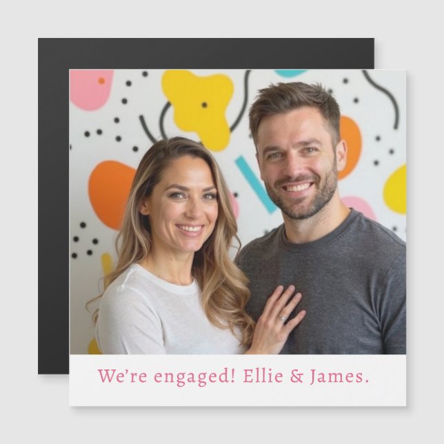 Script de Anúncio de Noivado de Nome de Foto Perso (Frente/Verso)