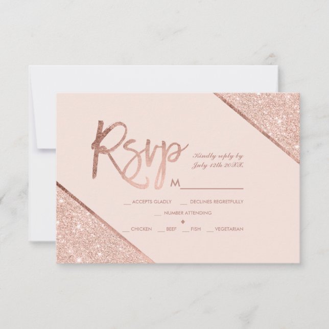 script de brilho rosa dourado blush pink rsvp casa (Frente)