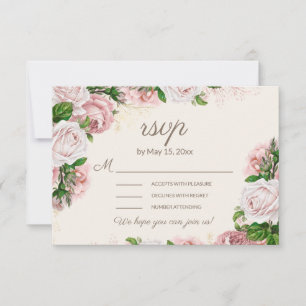 Script de Caligrafia RSVP de Casamento Floral Cor-