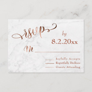Script de Cobre Elegante com RSVP de Casamento de 