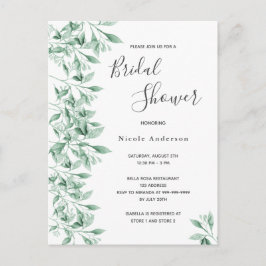 script de convite botânico verde-chá de panela